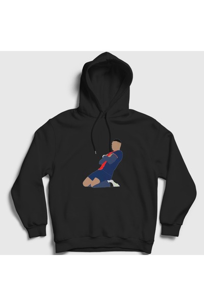 Presmono Hanorac unisex negru cu glugă pentru fotbal Kylian Mbappe Goal 615429tt