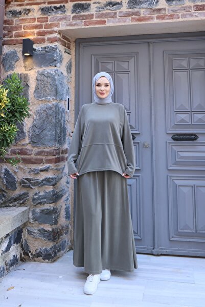 NİSUM MODA Σετ Modal με Λεπτομέρεια Κουμπιών και Φούστα