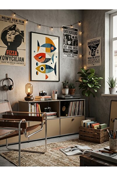 LunaRe Home Art&Design Modern Minimal Soyut Bohem Ahşap Çerçeveli Tablo Çerçe...