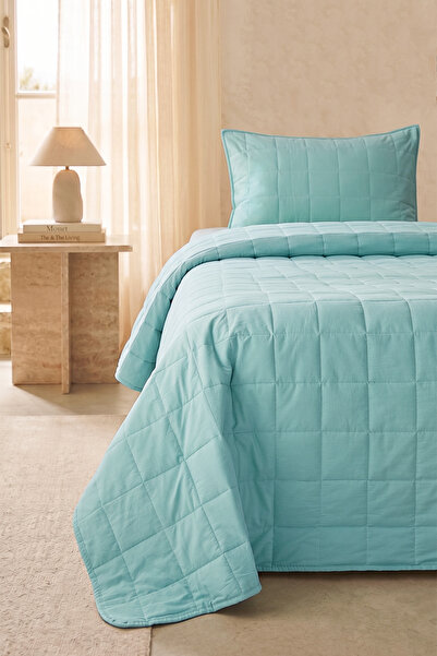 Ocean Home Textile %100 Pamuk Kumaş Kapitoneli Mint Çok Amaçlı Tek Kişilik Ya...