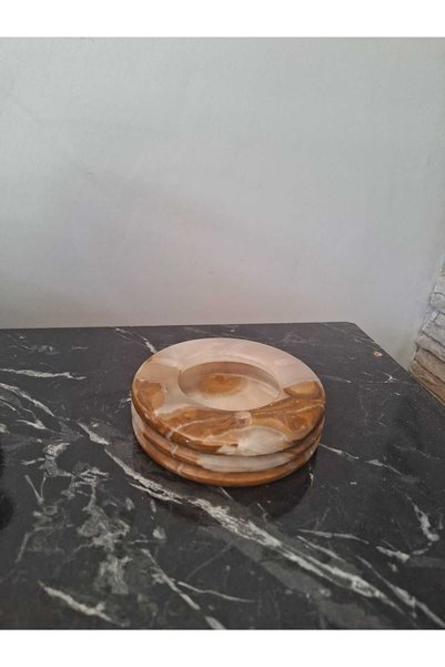 İNCEİSDESİGN Natural Marble Onix Ash Tray Special Craftsmanship / Handmade Ashtray 12 cm