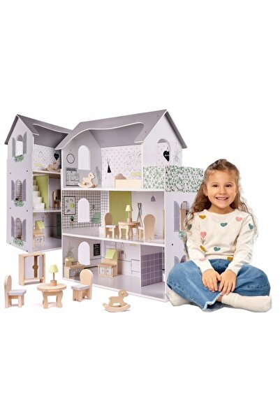 Matadi Casuta pentru papusi copii XXL cu mobilier inclus,3 nivele,4 camere si...