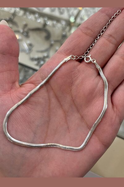 Erer Gümüş Gümüş 2,5mm döküm yassı balık sırtı halhal