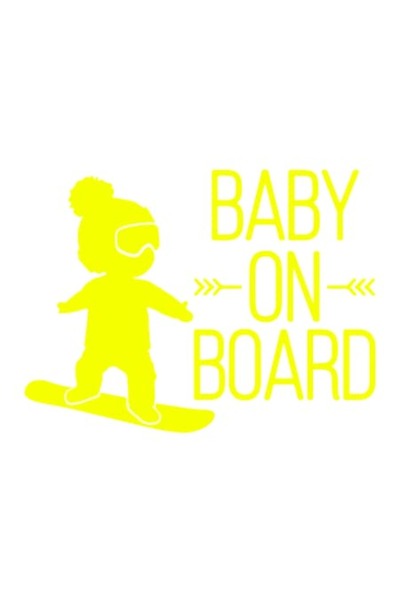 OEM Autocolant decorativ auto  "BEBE LA BORD ", skateboard, 10cm, Galben