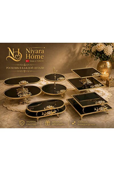 Niyara home 9-Piece Set Glass / Metal Glass Presentation Stand with Metal Leg...