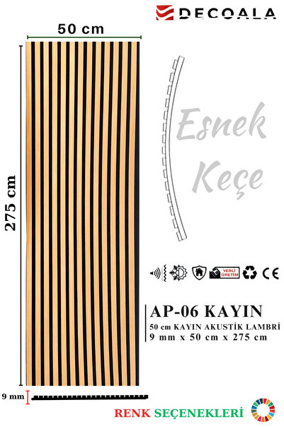 DECOALA Mdf Ahşap Akustik Duvar Paneli - Kayın