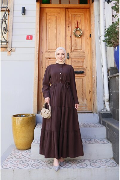 NİSUM MODA Hakim Collar Layered Modal Dress