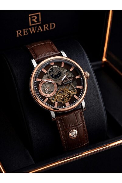 Reward Automatic Special Premium Leather Cord Men's Wristwatch 5 Atm Water Re...