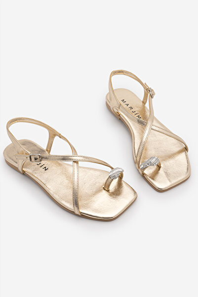 Marjin Women's Blunt Toe Stoned Cross-Strapped Flip-Flop Daily Sandals Zarev ...