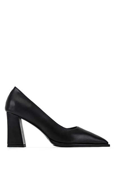 Tamer Tanca Women's Faux Leather Black Heeled Shoes