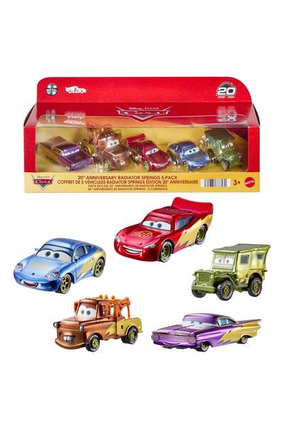 CARS Disney ve Pixar 20. Yıl Dönümü Kutlama Yarışı Radyatör Kasabası 5'li Pak...