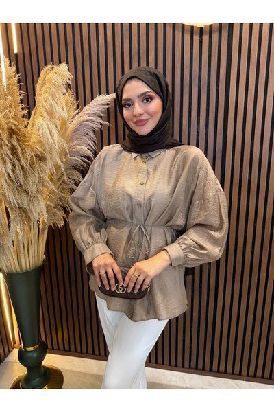 Fashionbox Neya Jacquard Tulle Modal Ležerna Košulja | Bež