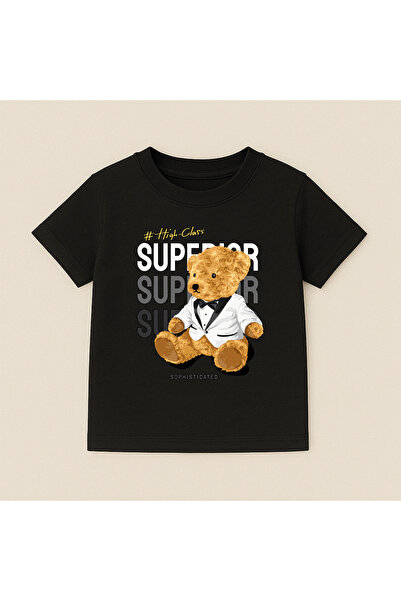 SVART WEAR Παιδικό και εφηβικό μπλουζάκι με στάμπα αρκουδάκι, βαμβακερό, με κ...