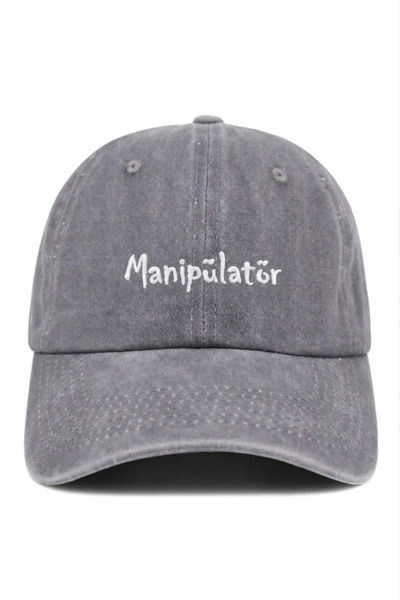 ŞapkaMania "Manipulator" Written Gray Embroidered Washable Vintage Unisex Hat