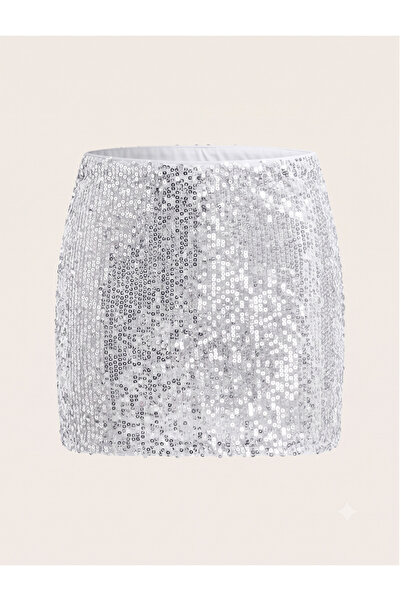 SLAW REZZ High Waist Sequined Mini Skirt with Shorts Lining Sequin Skirt