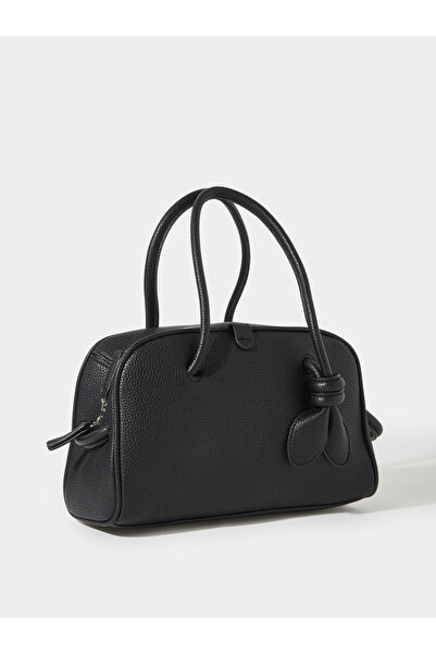 Styli Black Textured Knot Detail Handbag