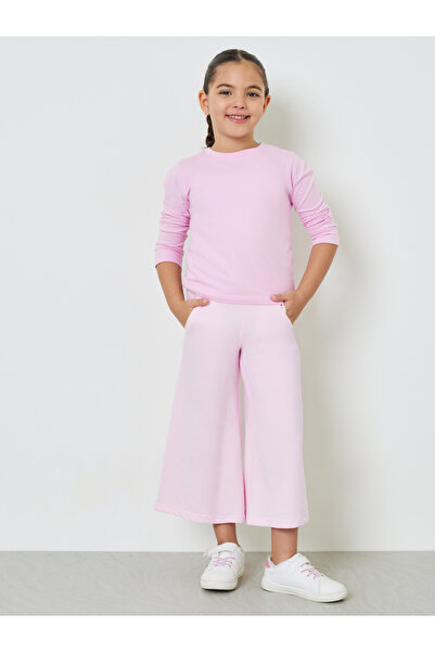 Styli Girls Cotton Cropped Wide Leg Joggers