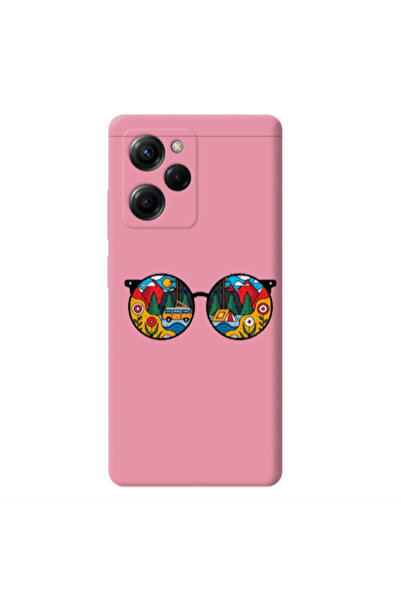Other Xiaomi Poco X5 Pro Round Glasses Pink Colored Silicone TPU Θήκη