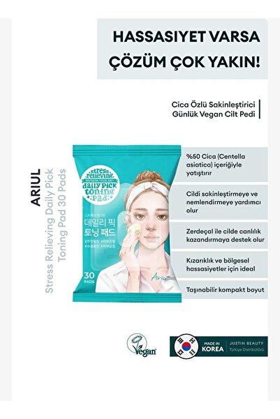 Ariul Stress Relieving Daily Pick Toning Pad 30 Pads - Calming Daily Vegan Sk...