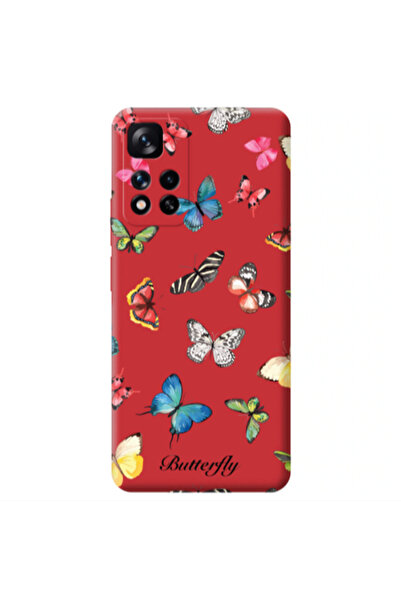 Other Xiaomi Redmi Note 11 Pro 5G Mixed Butterflys Red Colored Silicone TPU Θήκη