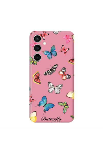 Other Samsung S24 FE Mixed Butterflys Pink Colored Silicone TPU Θήκη