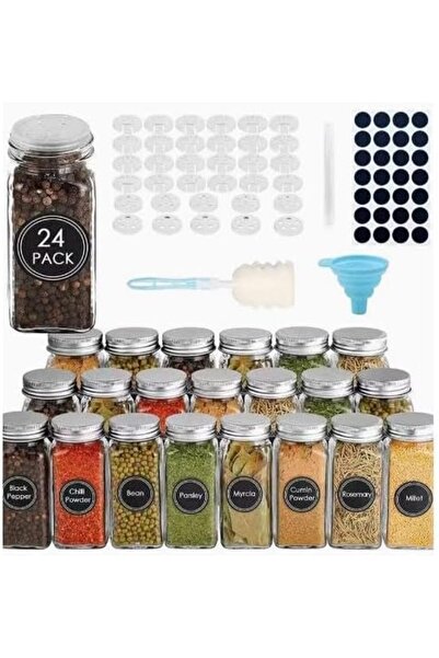 Arabest Premium Glass Seasoning Jars,Square Shaker-Top Bottles with Labeling ...