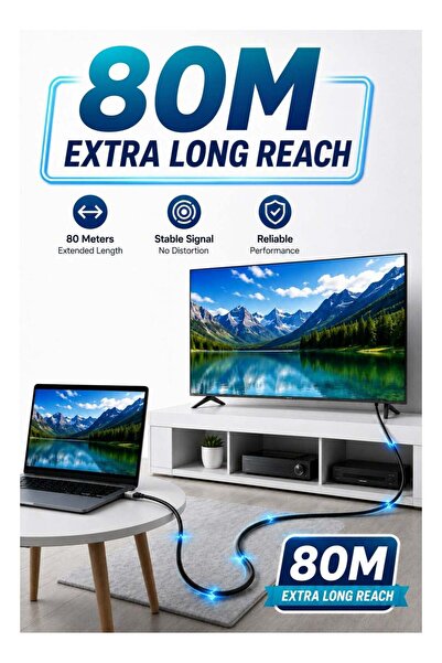 Generic كابل ألياف بصرية نشط (AOC) عالي الدقة 4K HDR، كابل HDMI 2.0 بطول 80 متر |   سرعة عالية تصل إلى 18 جيجابت في الثانية |   فيديو وصوت فائق الوضوح |   كابل HDMI طويل المدى للتلفزيون والشاشة وجهاز العرض والكمبيوتر وأجهزة الألعاب