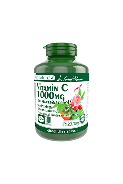 MEDICA Vitamina C 1000mg cu Macese si Acerola (Aroma de Zmeura) 100cpr