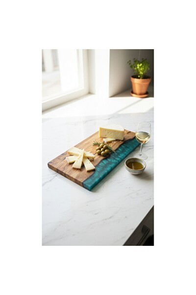 Empressco Premium Olive Wood Resin-Filled Cheese and Delicatessen Plate
