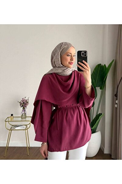 TrendParis Pelerin Yaka Bluz Bordo
