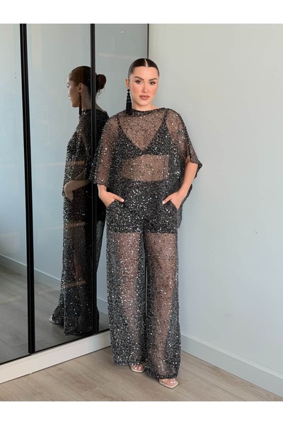 ROUPAS COLLECTİON Kristal Işıltı Pantolon Takım