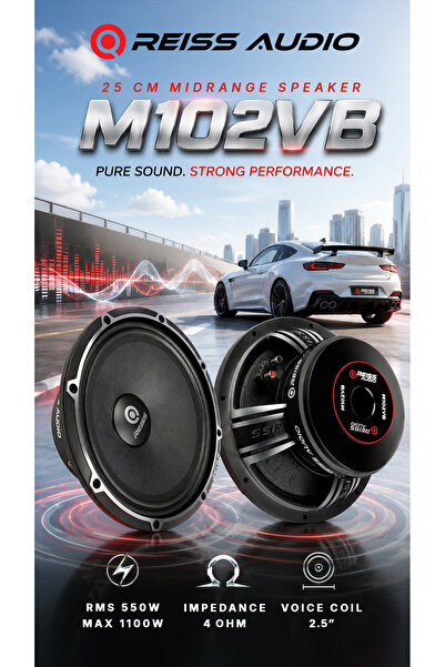 REISS AUDIO Deniz Sound Garage 25 cm Midrange RS-102VB 1100 WATT 550 RMS..
