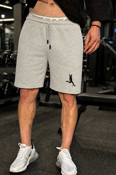 DEEPSENCE Men's Gray Sports Shorts Combed Cotton Fabricfootball Player Printed
