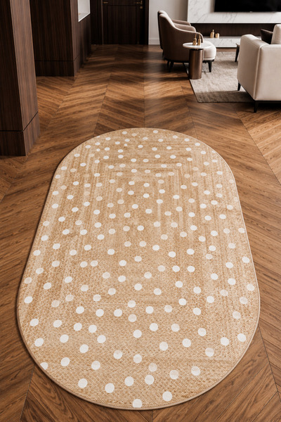 Chilai Home POINT WHITE Oval Makinede Yıkanabilir Kaymaz Taban Leke Tutmaz Di...