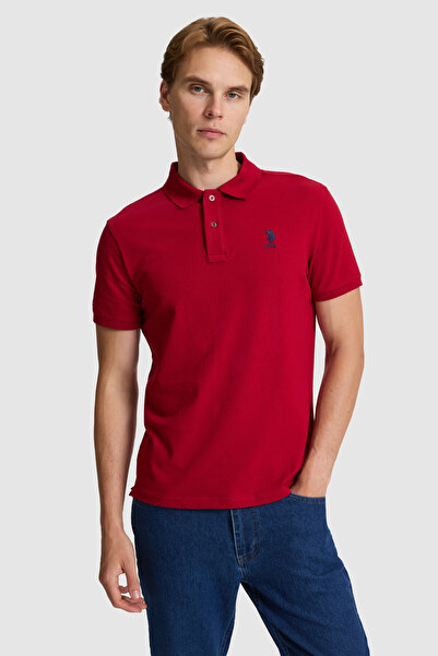U.S. Polo Assn. Men's Burgundy Slim Fit Polo Collar Basic T-Shirt 50322303-Vr014