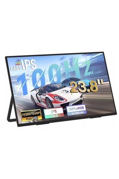 ZEUSLAP Monitor portabil IPS LED Z23Lite de 23.8 ", Full HD, HDMI, USB-C, Negru