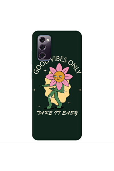 Other Samsung S20 FE Good Vibes Only Dark Green Colored Silicone TPU Θήκη