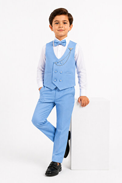 Mnk Baby&Kids Boy's 6-Button Vest Special Occasion Suit M00834 Blue