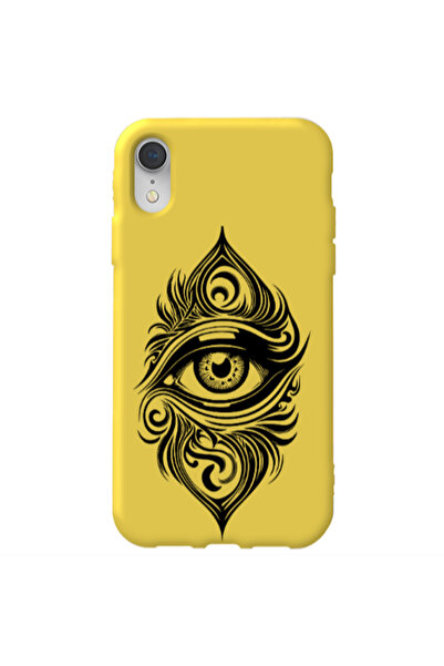 Other Apple iPhone Xr Eye patterned drawing Yellow Colored Silicone TPU Θήκη