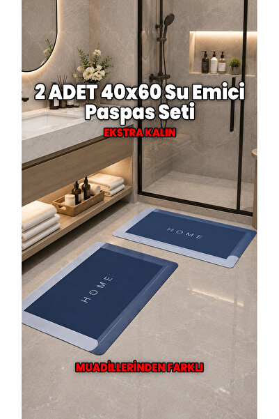Destpak 2 Pieces 40X60 (Extra Thick) Water Absorbent Non-Slip Base Bath Mat S...