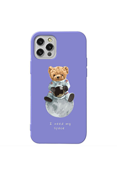 Other Apple iPhone 13 Pro Bear in space Purple Colored Silicone TPU Θήκη