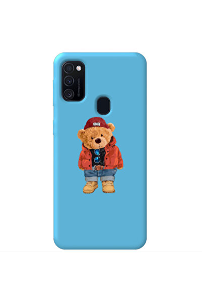 Other Samsung M21 Bear in a hat Blue Colored Silicone TPU Θήκη