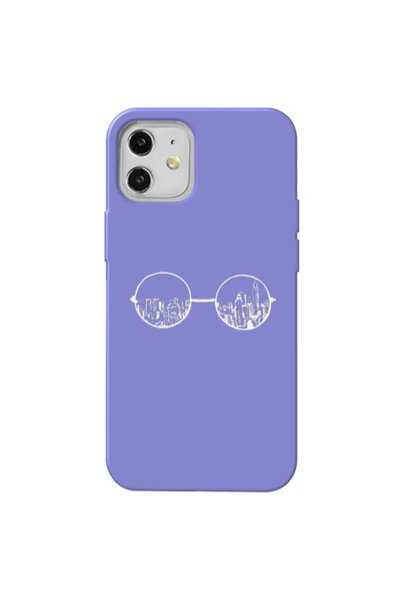Other Apple iPhone 12 Sunglasses Purple Colored Silicone TPU Θήκη