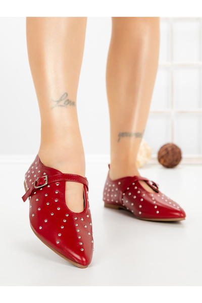 CM Pantofi casual dama rosii din piele ecologica Anvera