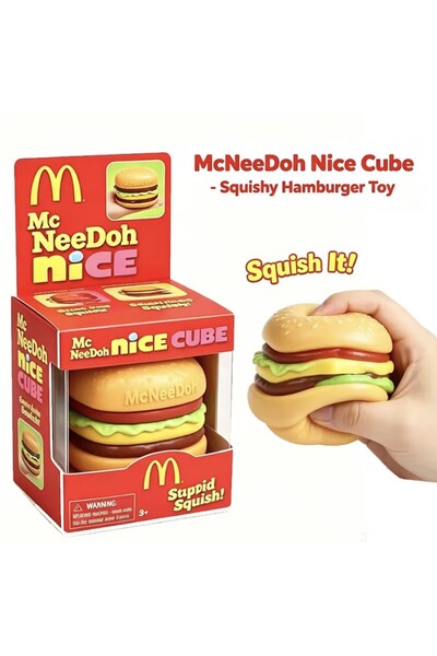 Needoh Noua jucărie squishy antistres Schylling Burger Cube, pentru calmare s...