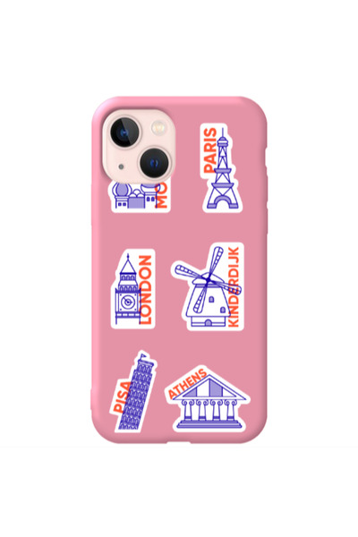 Other Apple iPhone 13 Pisa Athens Pink Colored Silicone TPU Θήκη