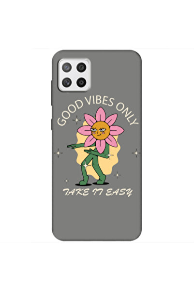 Other Samsung A22 5G Good Vibes Only Grey Colored Silicone TPU Θήκη