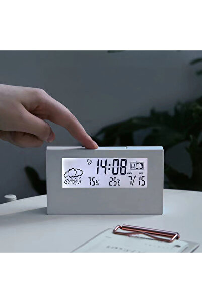Micron Dijital Masa Saati – Alarm, Termometre, Nem Ölçer ve Takvim Özellikli ...