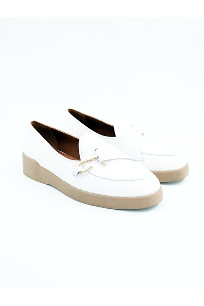 Tenau Women's genuine leather flat shoes white