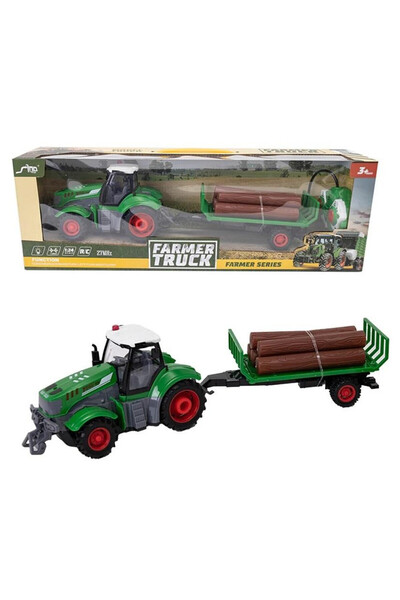 Askato Tractor radiocomandat Farmer Truck, cu remorca pentru lemne, scara 1:2...
